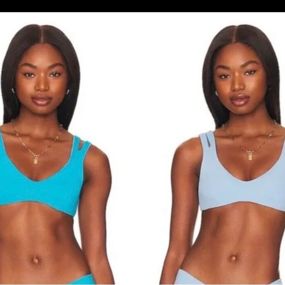 L*Space x Revolve Bikini Top One Wave‎ Aura & Electric Blue REVERSIBLE  L